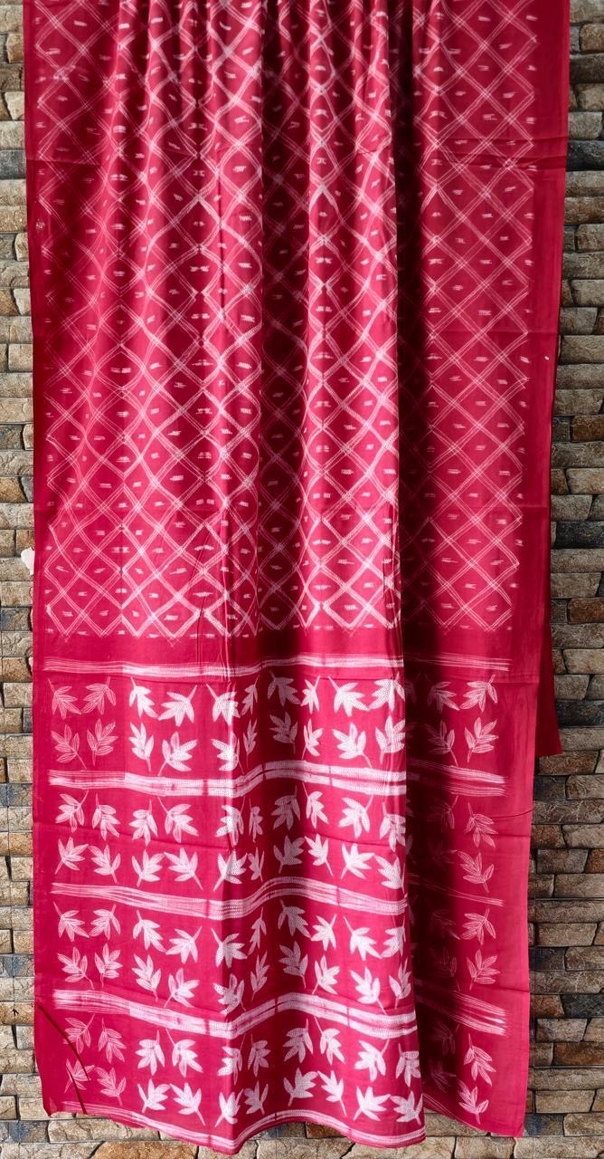 Pink Needle Shibori Mul Cotton Saree