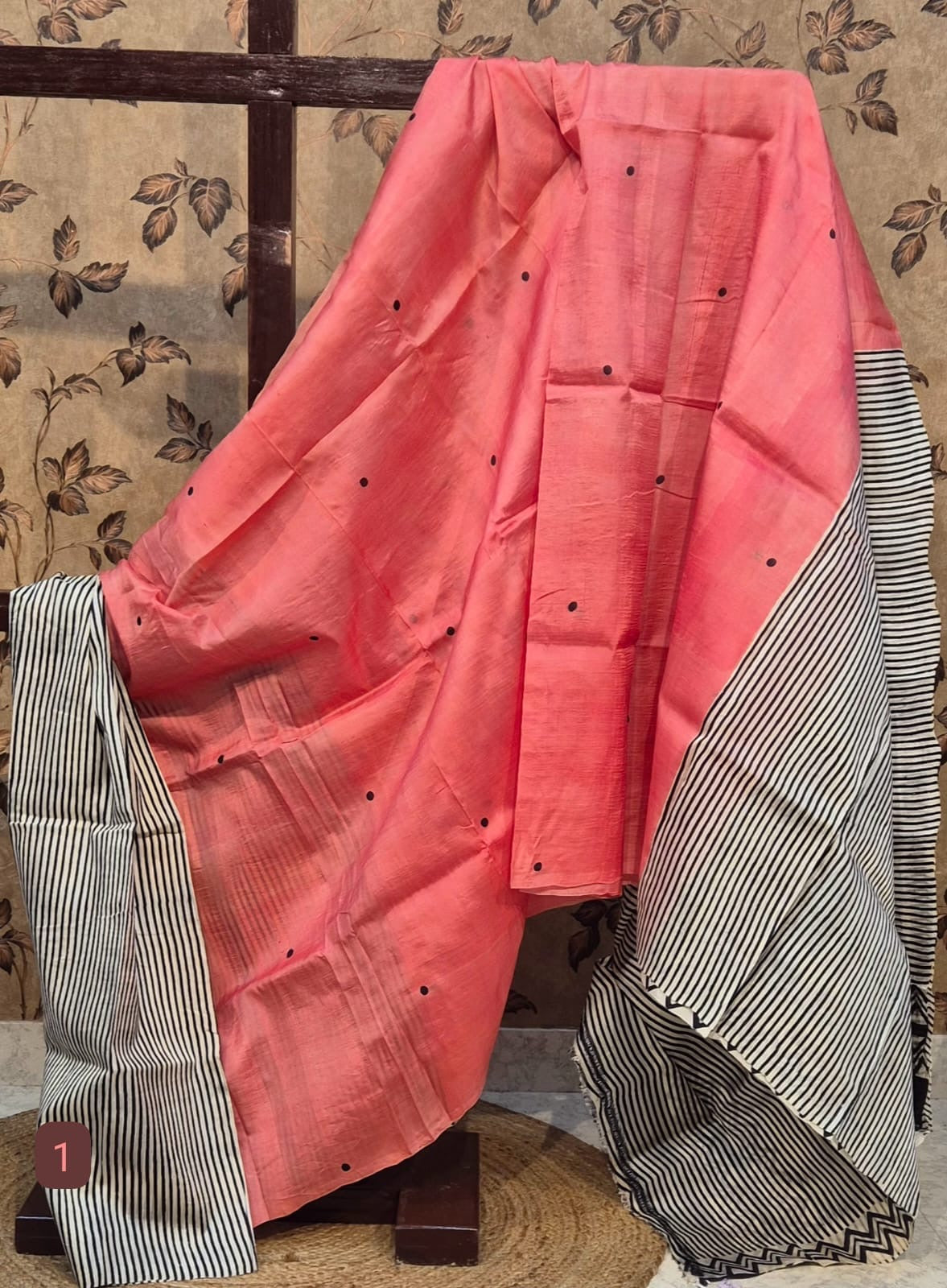Peach Pure Murshidabad Silk Saree
