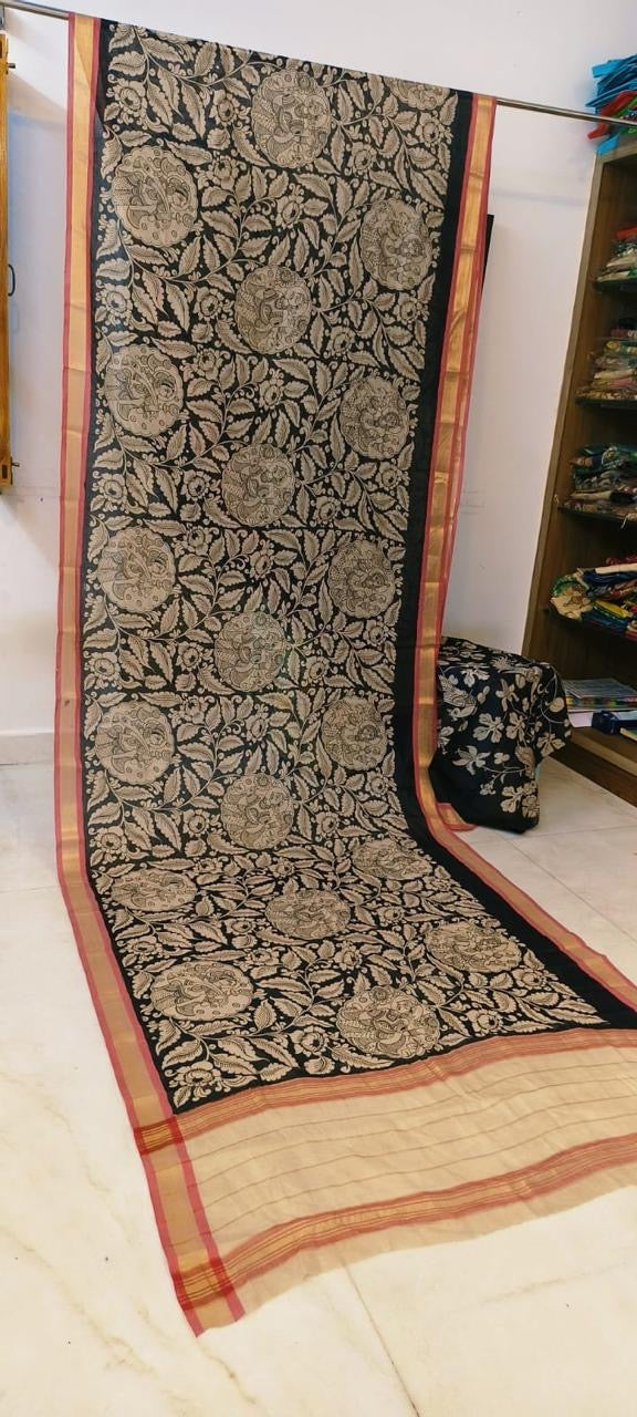 Pen Kalamkari Cotton Saree - 2