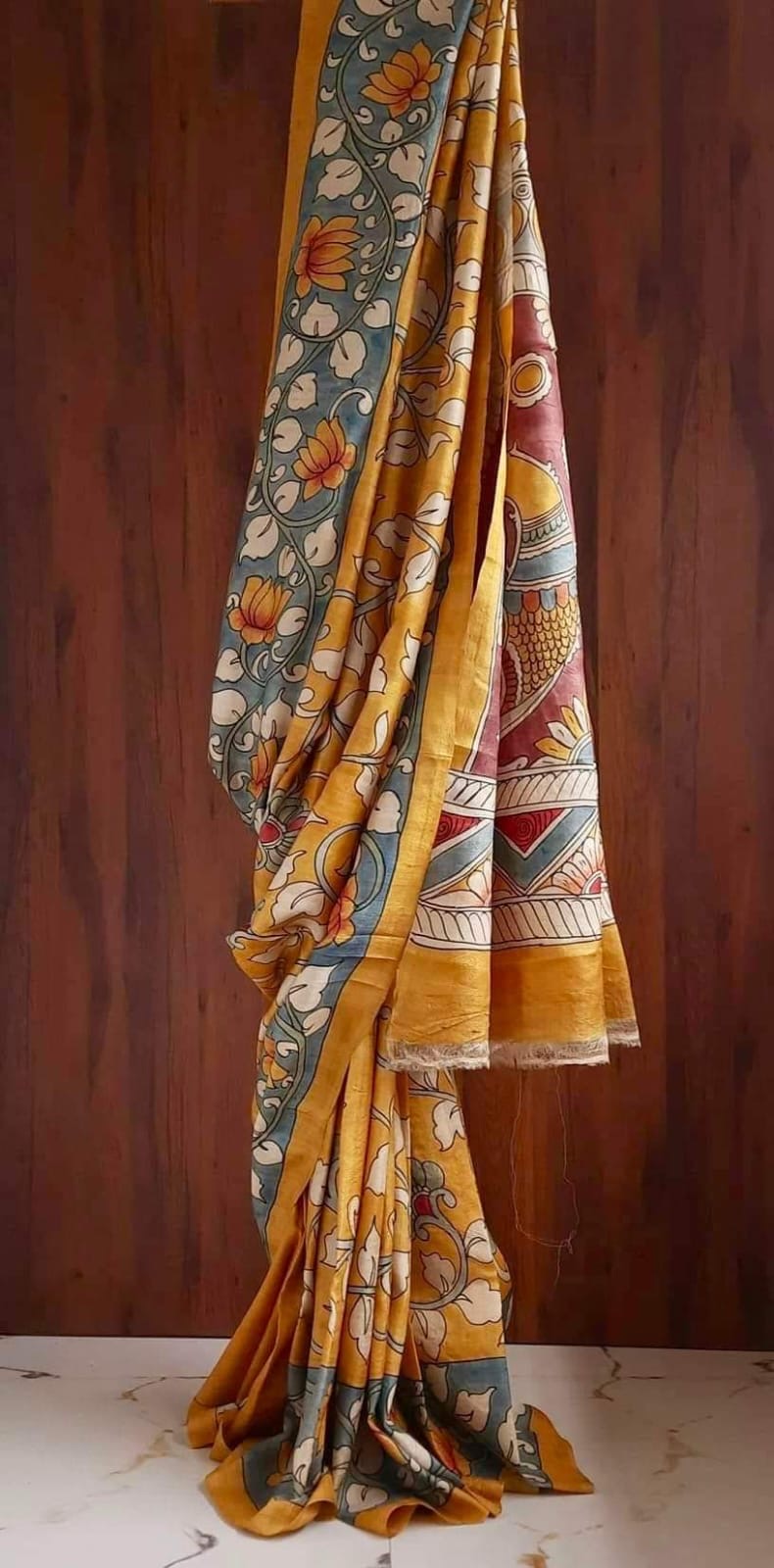 Mustard Pure Bishanpuri Silk Saree