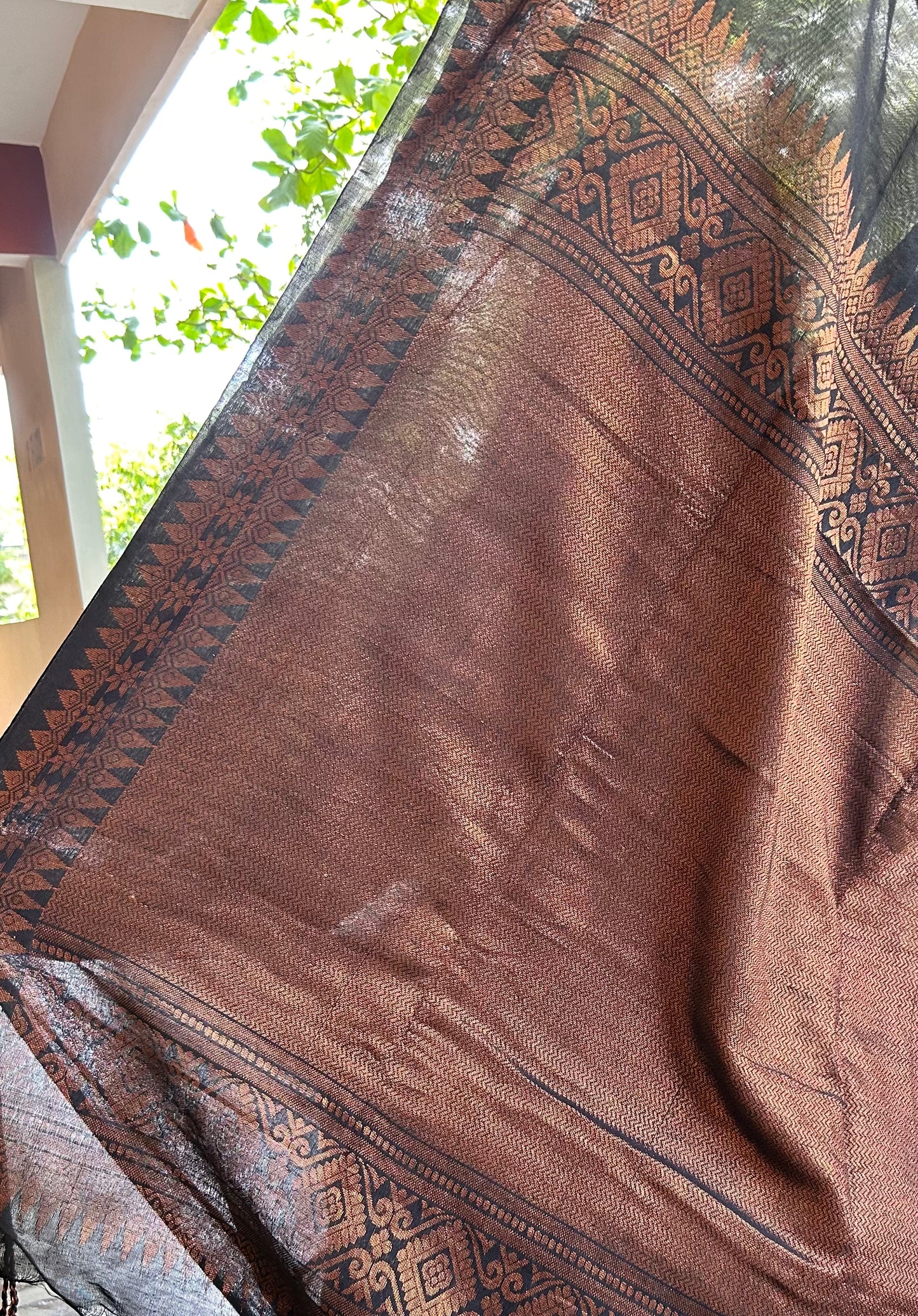 Black Khadi cotton saree