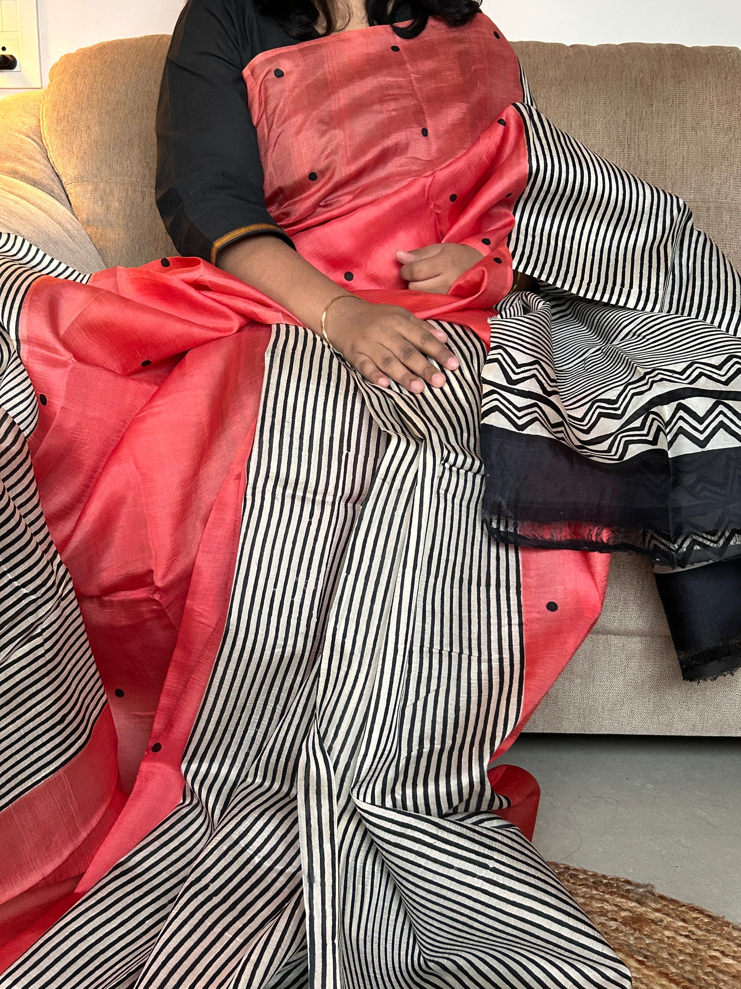 Peach Pure Murshidabad Silk Saree