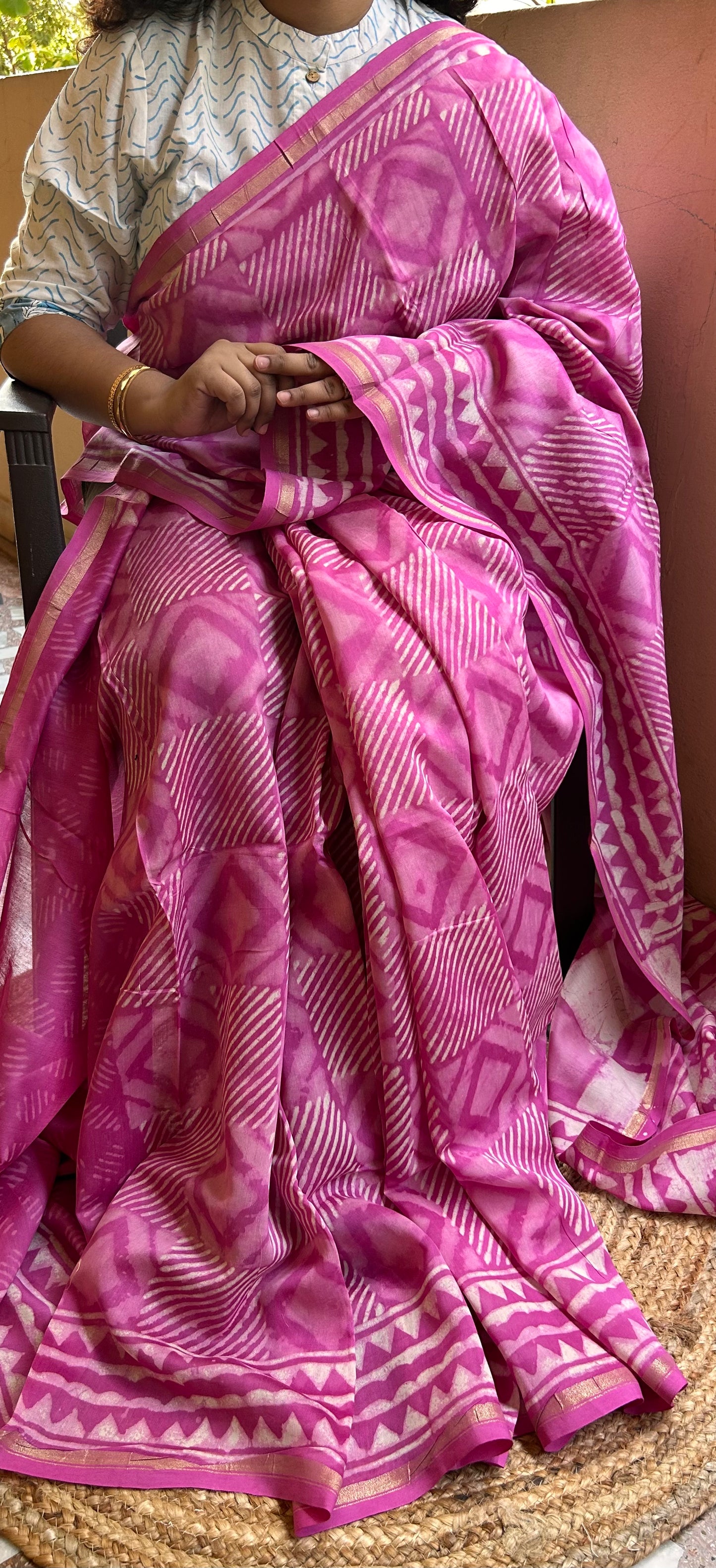 Pink Maheshwari Silk Cotton Saree