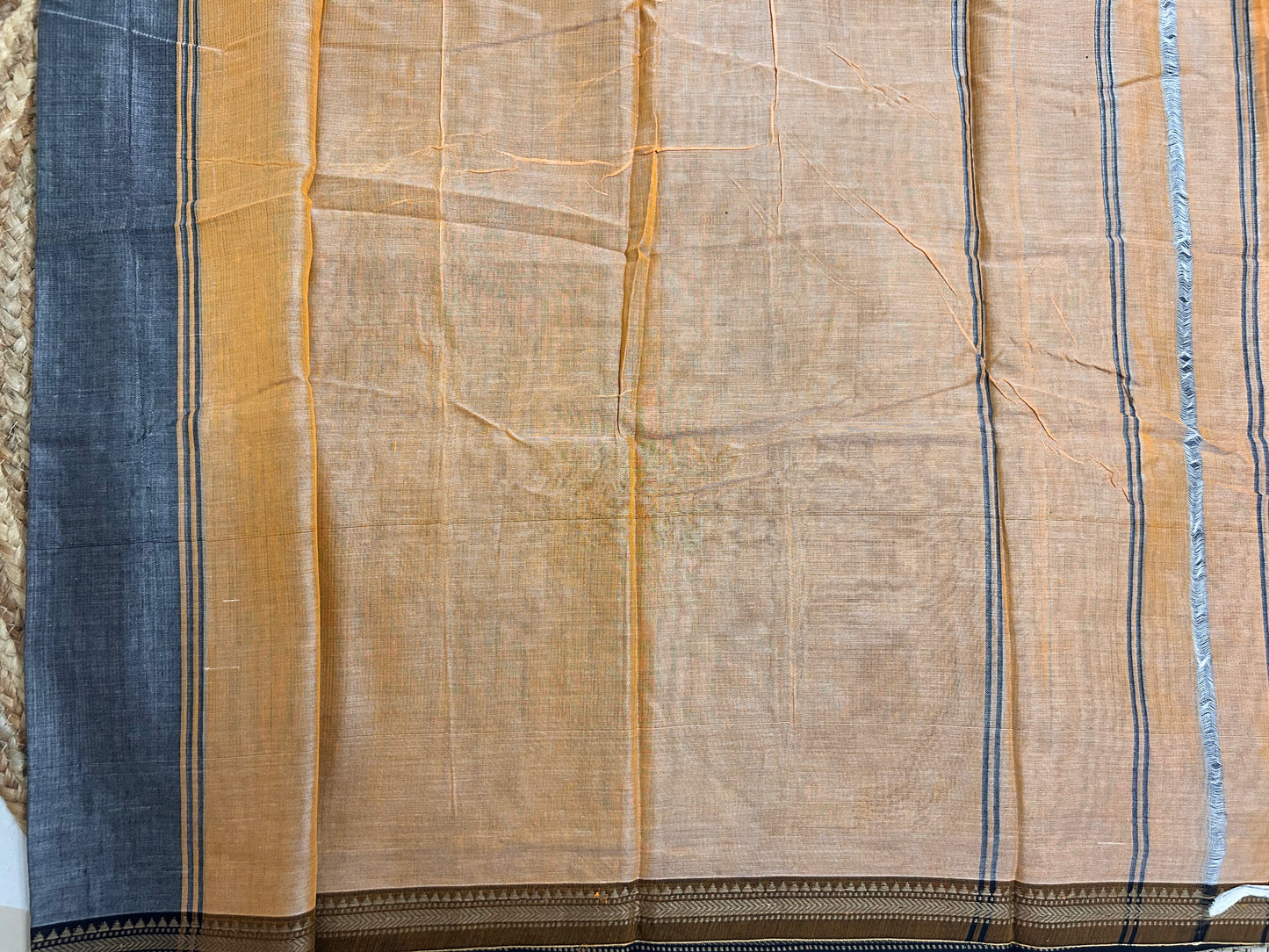 Grey Narayanpet Handloom Cotton Saree