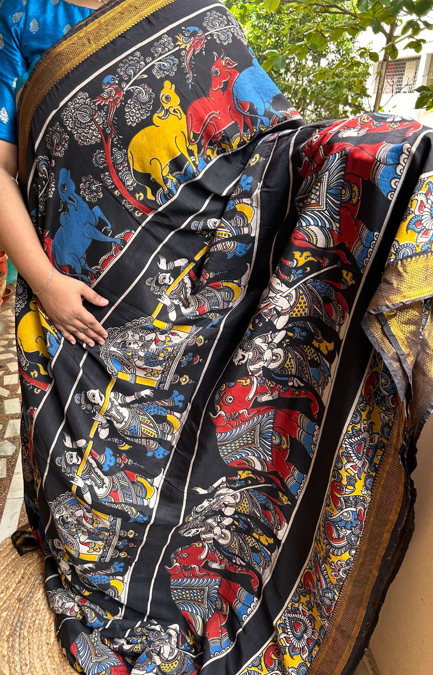 Kalamkari Story Telling Saree in Chennuri Silk