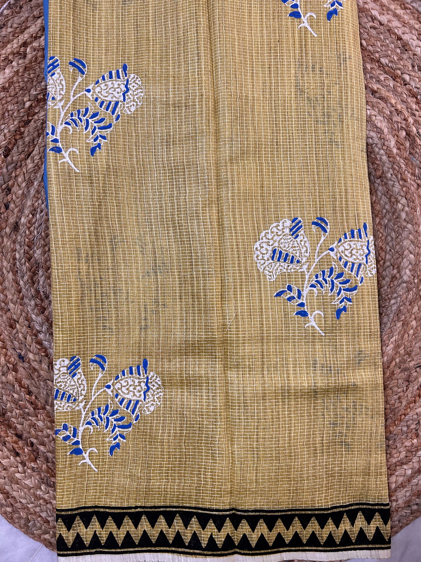 Yellow Tussar Cotton Saree