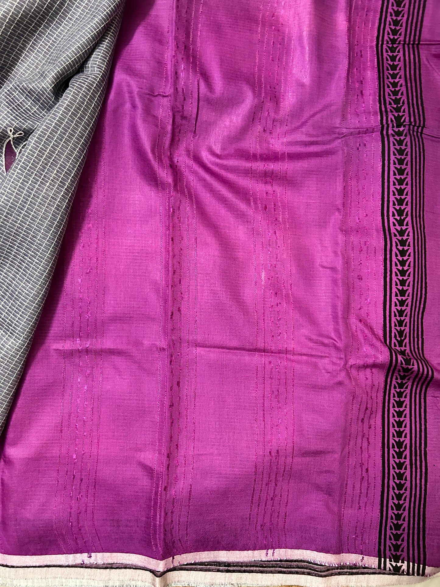 Lavender Tussar Cotton Saree