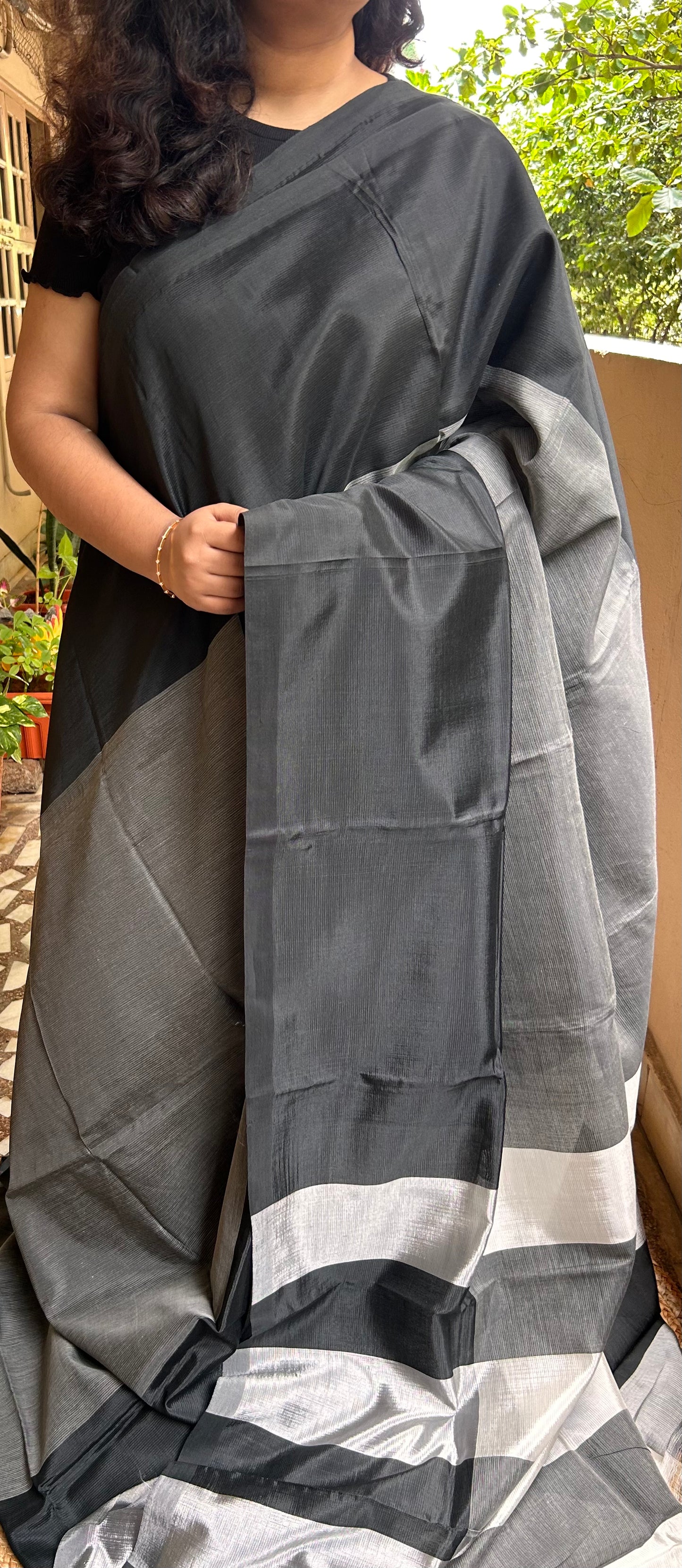 Black & Silver Mangalagiri Pattu Saree