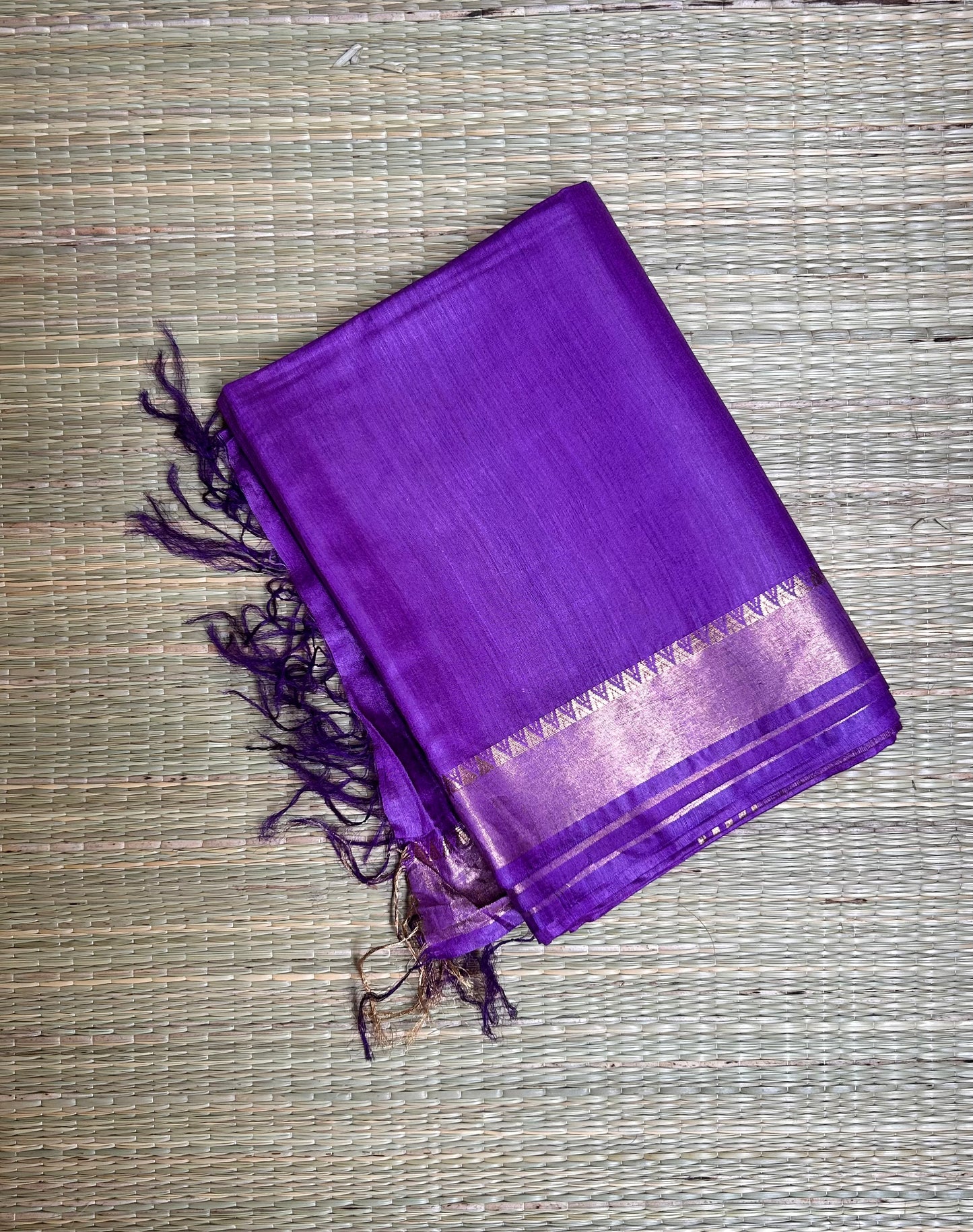 Purple Muga Tussar Silk Handloom Saree
