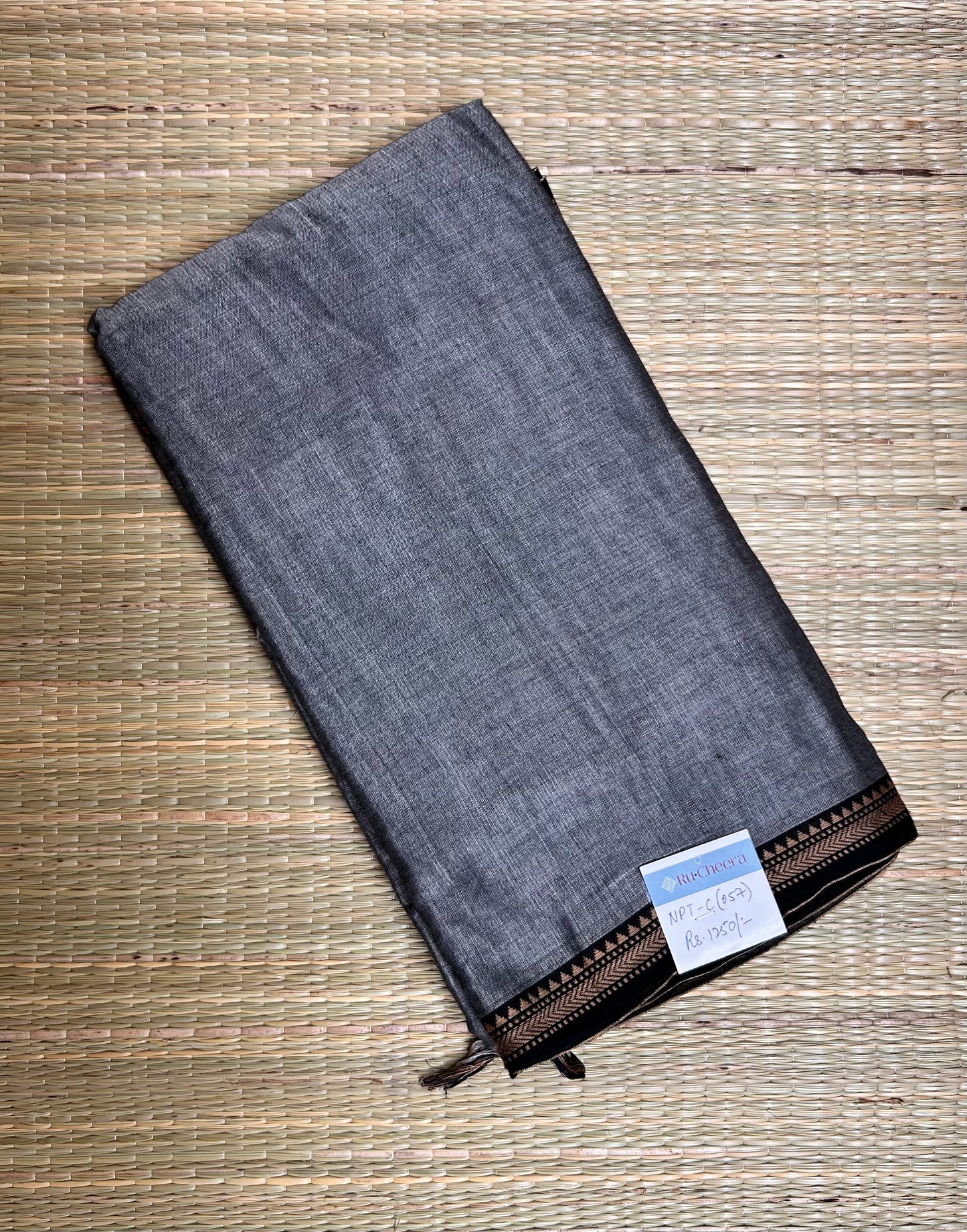 Grey Narayanpet Handloom Cotton Saree