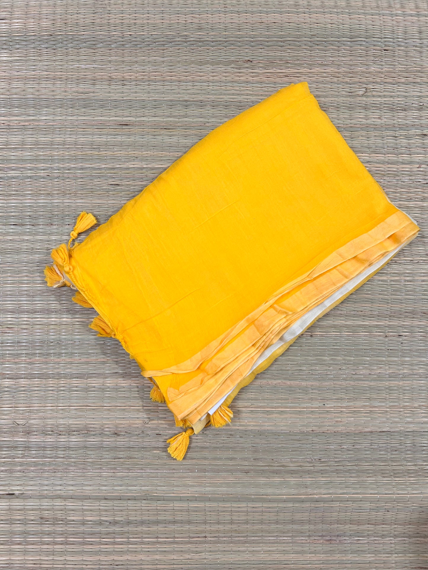 Yellow Half & Half Mul Cotton Saree