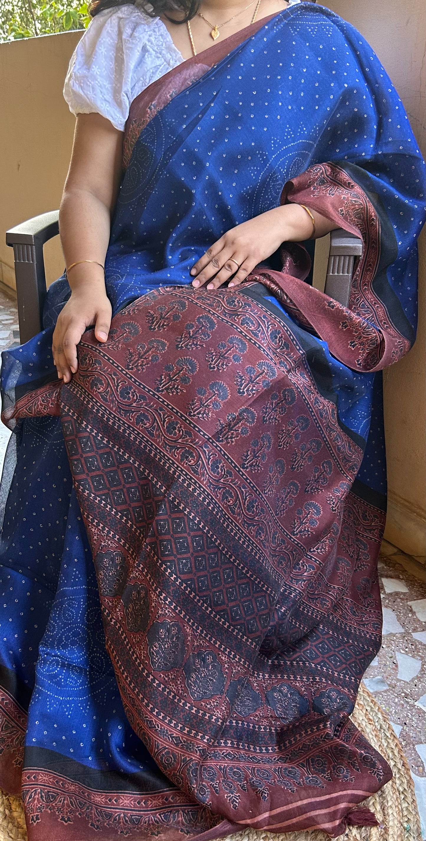 Royal Blue Semi Chanderi Saree
