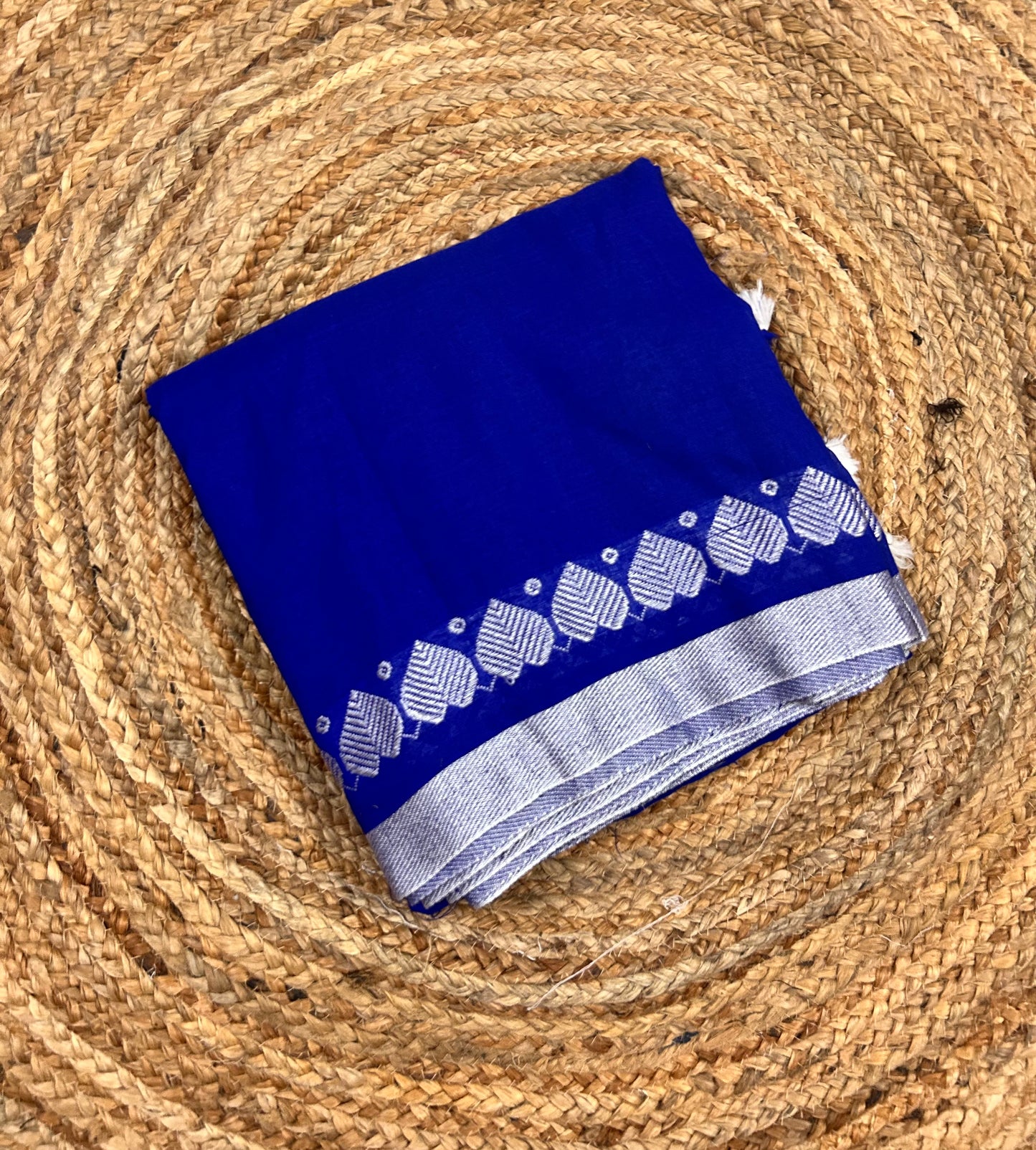 Royal Blue Khadi cotton Saree (with border )