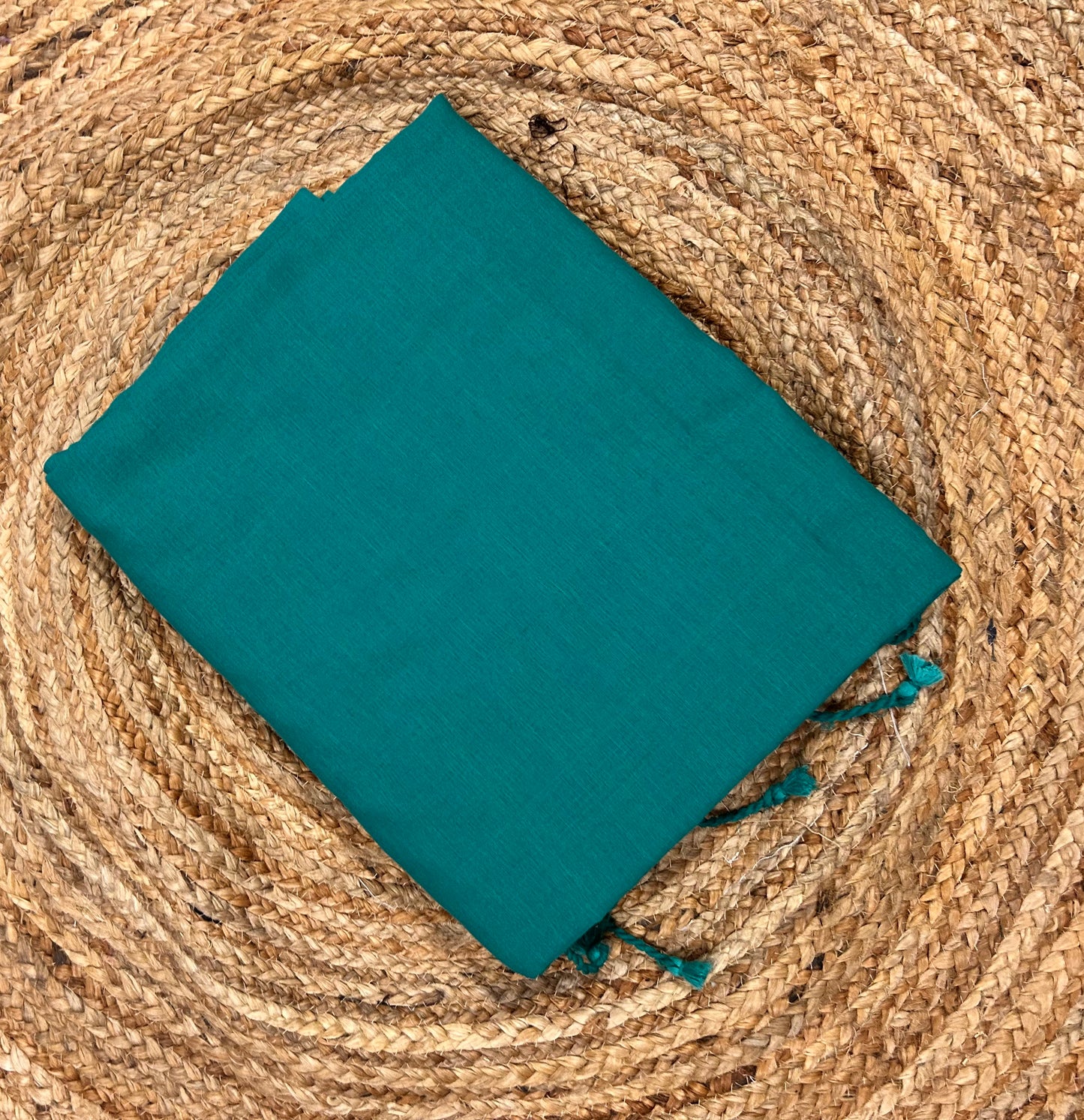 Teal Green Khadi cotton Saree