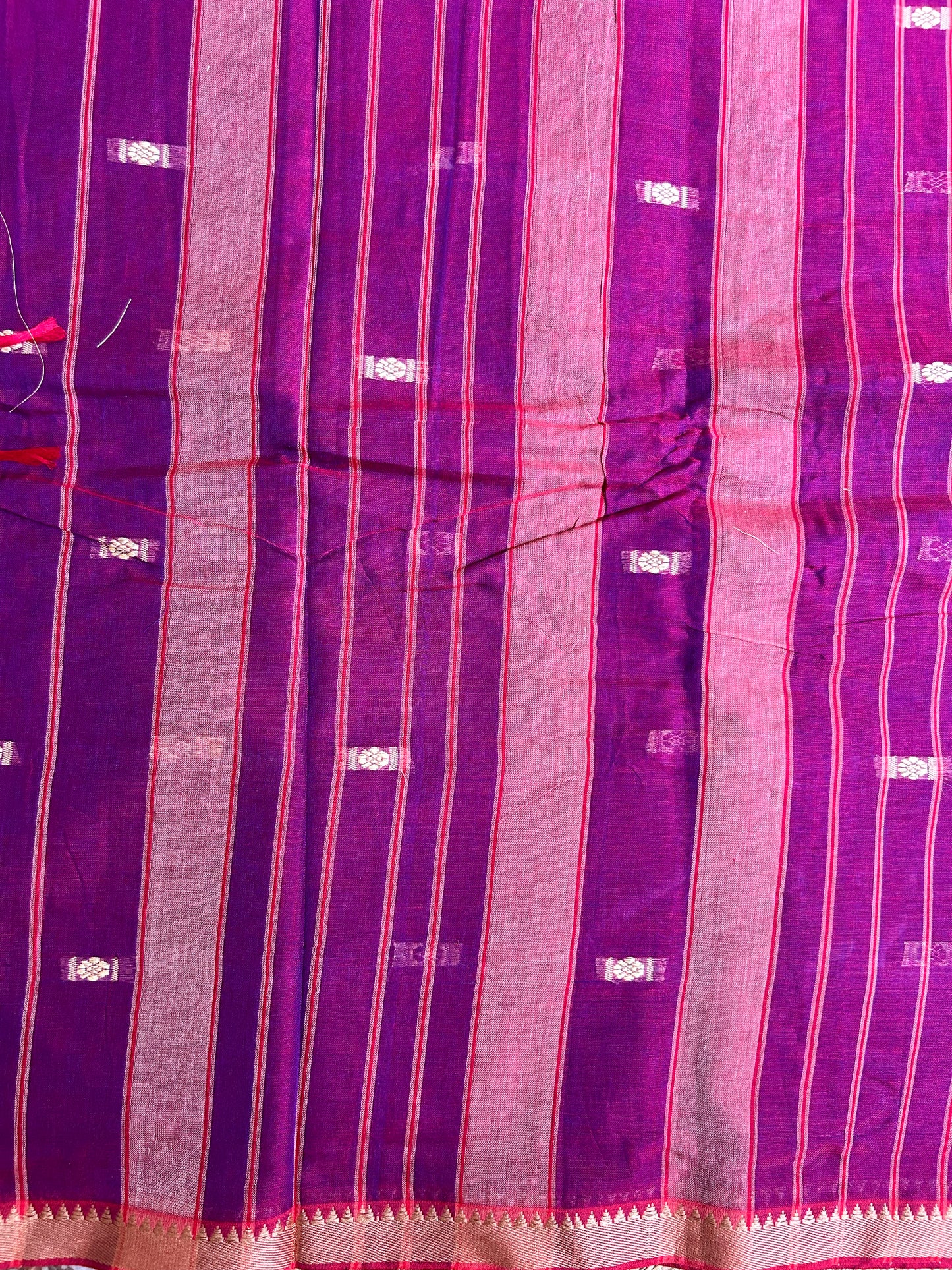 Purple & Red Narayanpet Cotton Saree