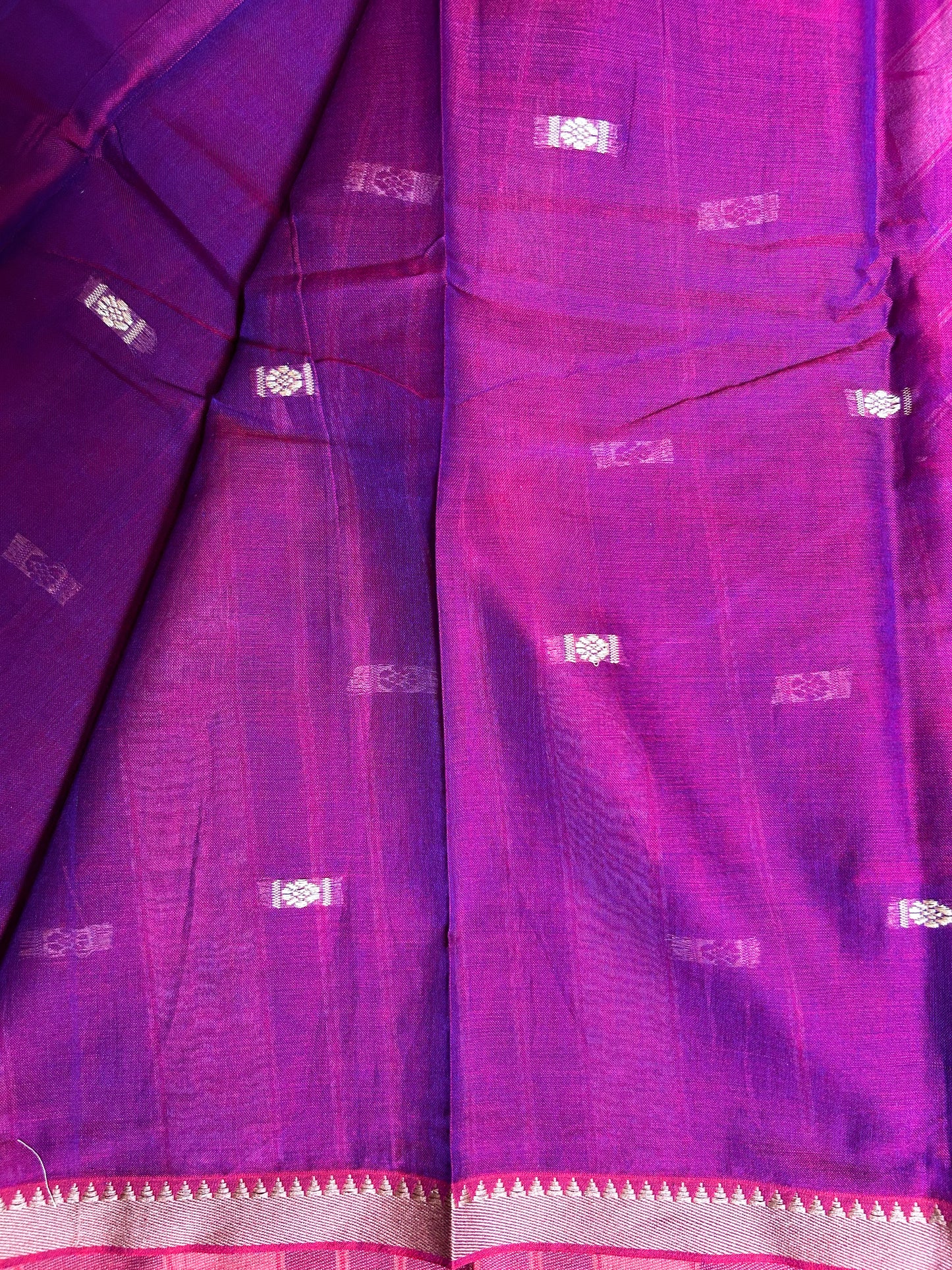Purple & Red Narayanpet Cotton Saree