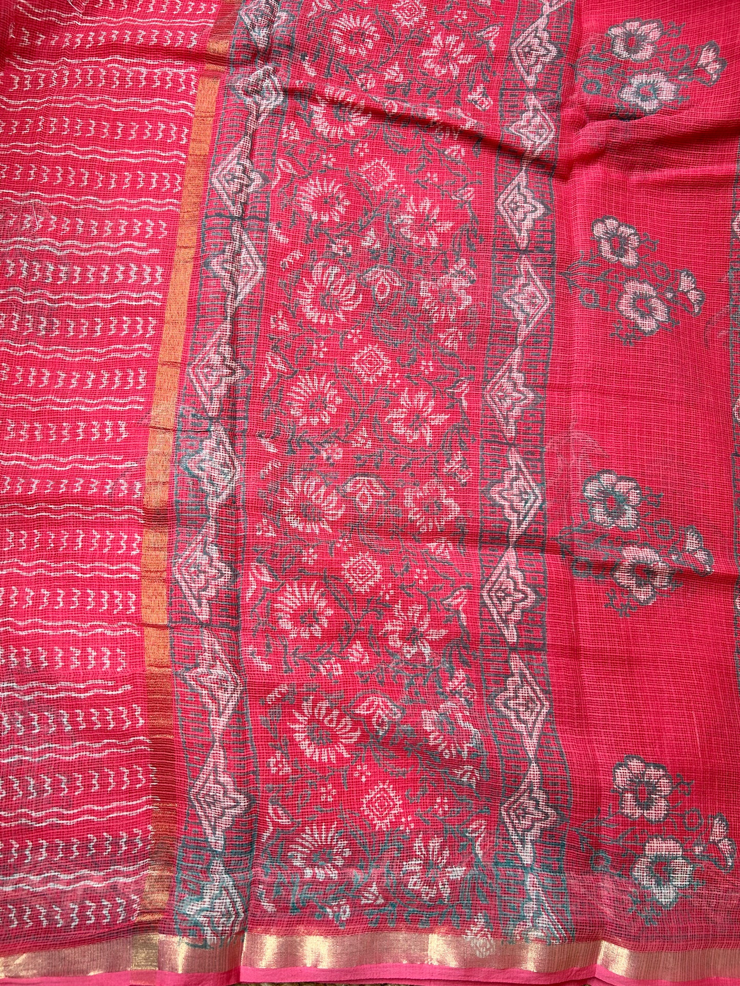 Red Kota Doria Saree