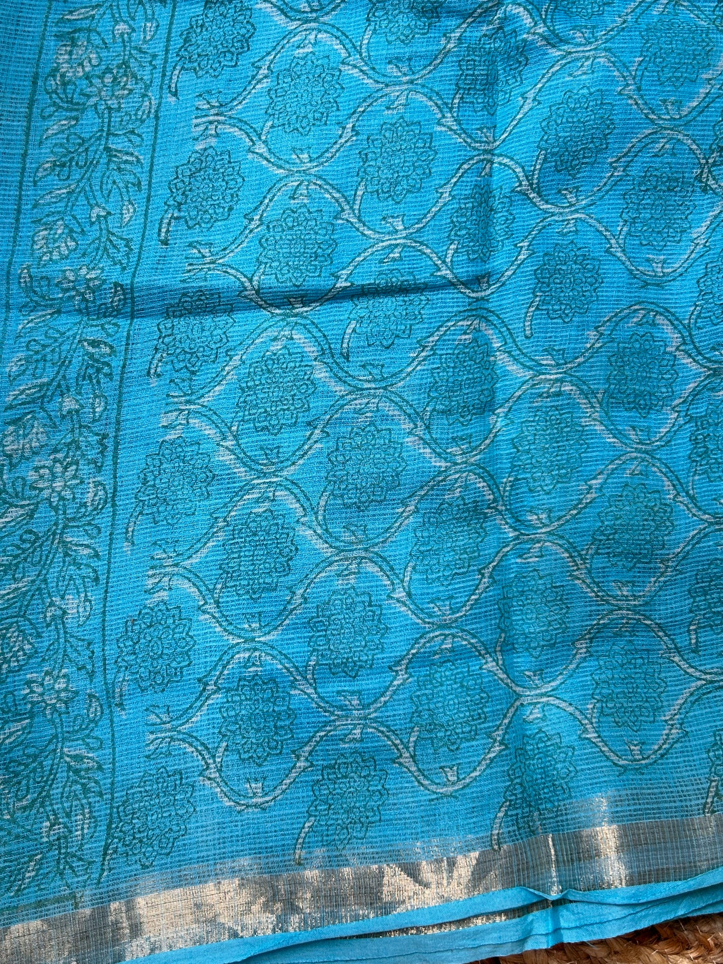 Blue Kota Doria Saree