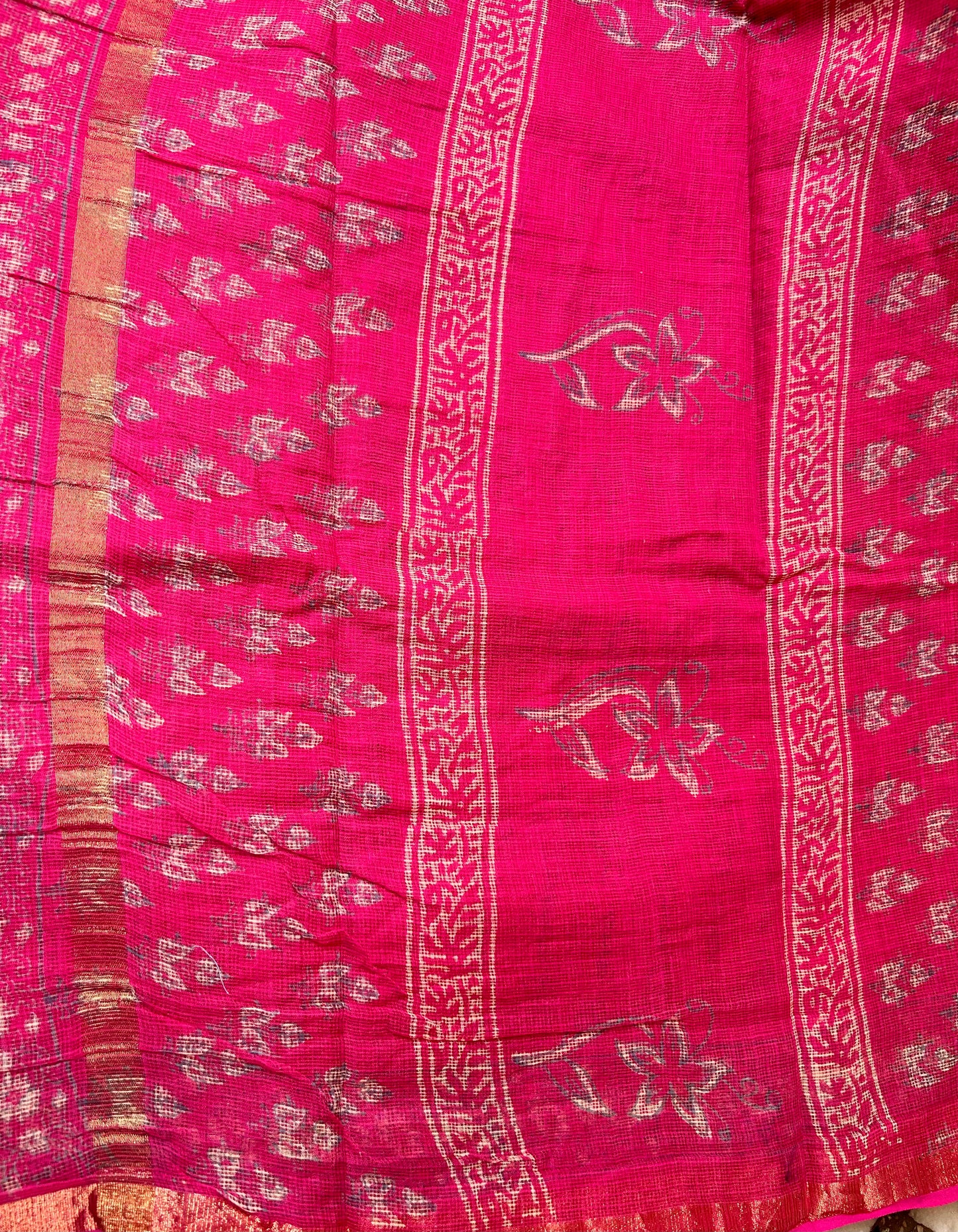 Rani Pink Kota Doria Saree