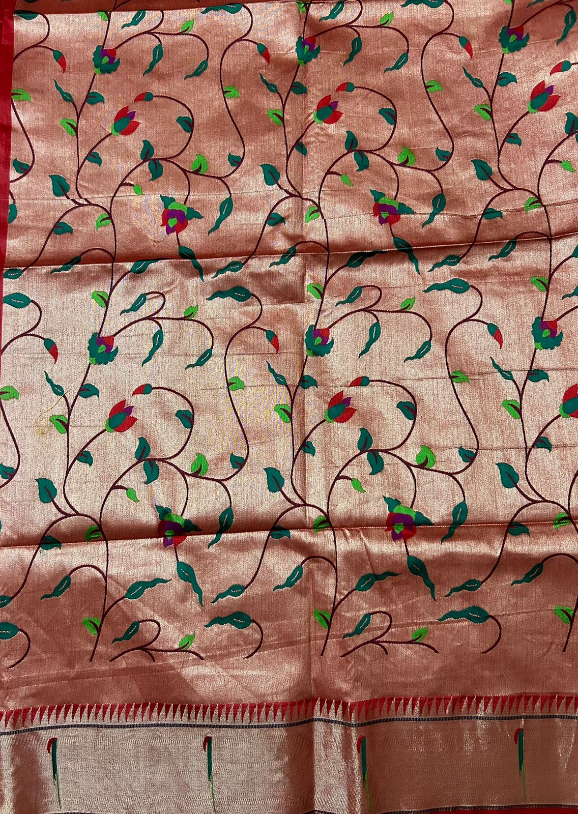 Red Semi-Paithani Saree