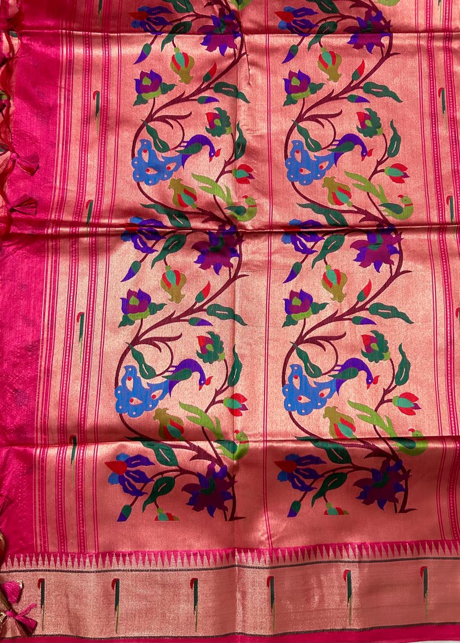 Pink Semi-Paithani Saree