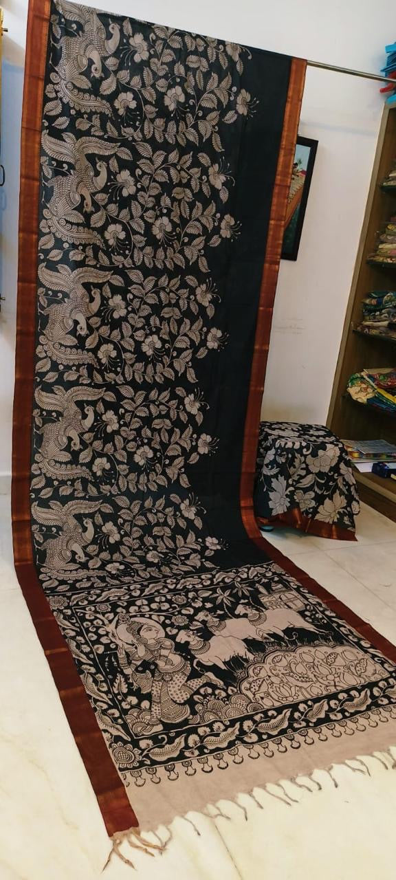 Pen Kalamkari Cotton Saree - 1