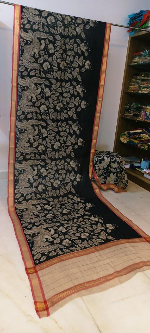 Pen Kalamkari Cotton Saree - 4