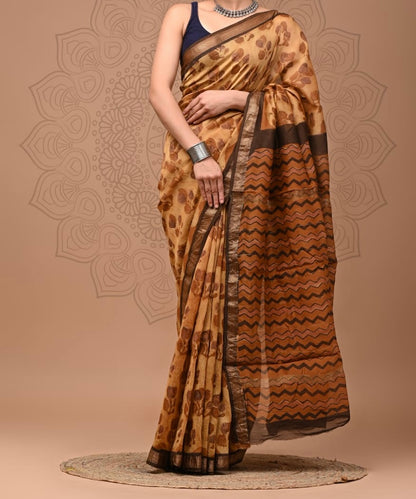 Rust & Brown Maheshwari Silk Cotton Saree