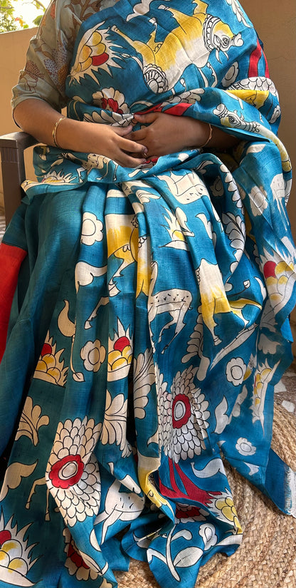Blue Pure Bishanpuri Silk Saree