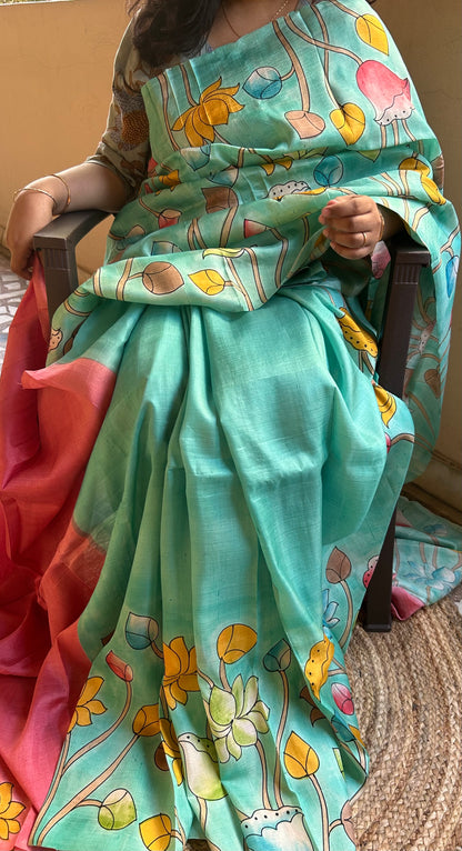 Pastel Green Bishapuri Silk Saree