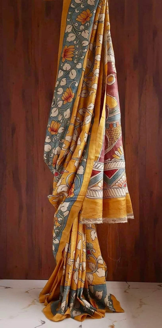 Mustard Pure Bishanpuri Silk Saree