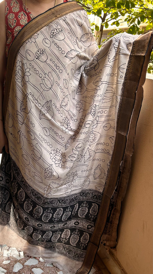 Kalamkari screen print Chennur Silk Dupatta