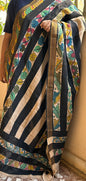 Black & Beige Pen Kalamkari Dupatta in Bangalore Silk