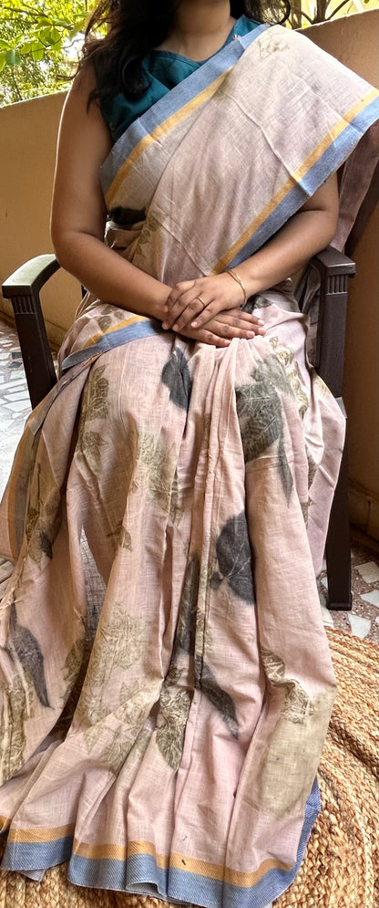 Eco Printed Mangalagiri Cotton Saree - 1