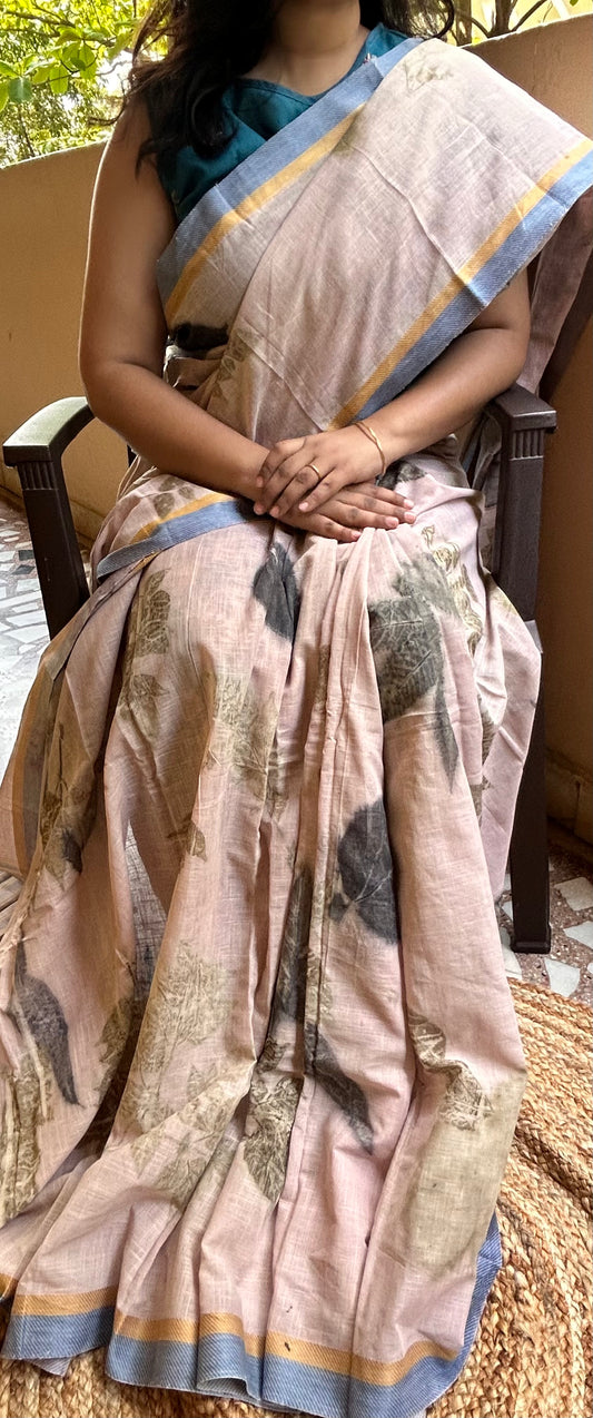 Eco Printed Mangalagiri Cotton Saree - 1