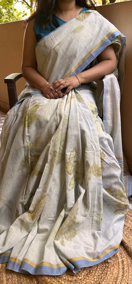 Eco Printed Mangalagiri Cotton Saree - 3