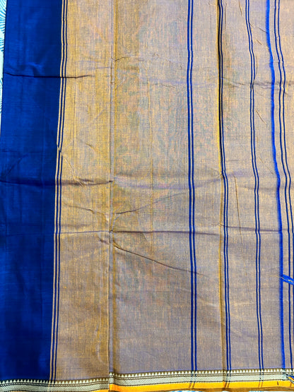 Royal Blue Narayanpet Handloom Cotton Saree