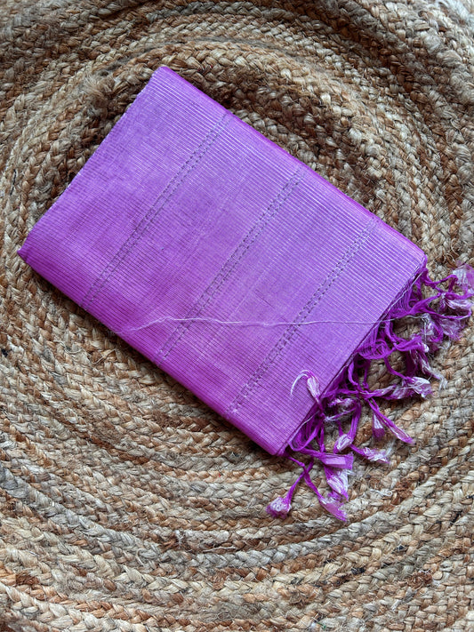 Lavender & Silver Mangalagiri Pattu Saree with Silver Zari Lines