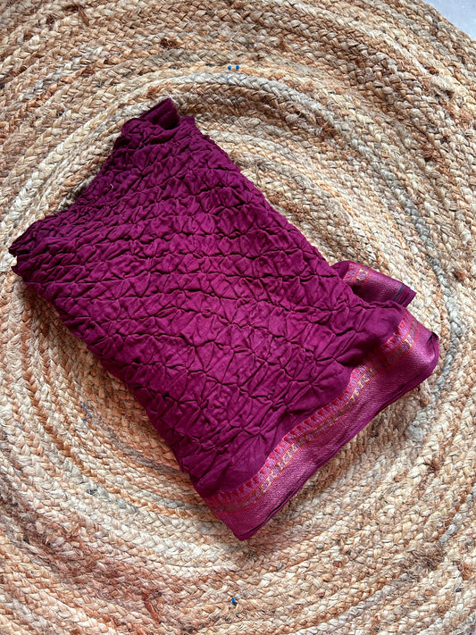 Maroon Bandhini Cotton Saree