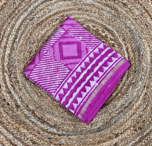 Pink Maheshwari Silk Cotton Saree