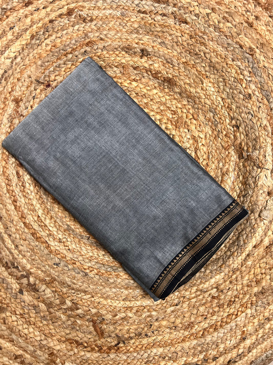 Grey Narayanpet Handloom Cotton Saree