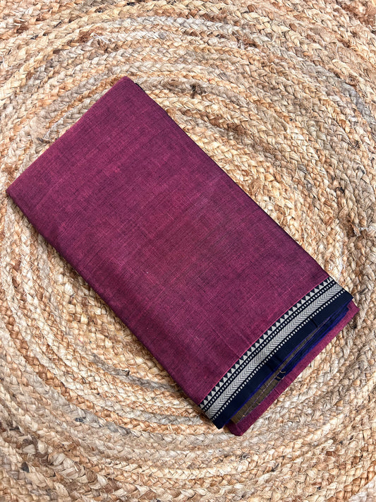 Maroon Narayanpet Handloom Cotton Saree