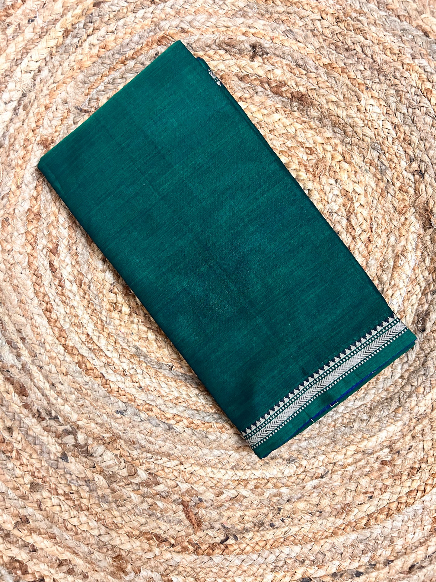 Bottle Green Narayanpet Handloom Cotton Saree