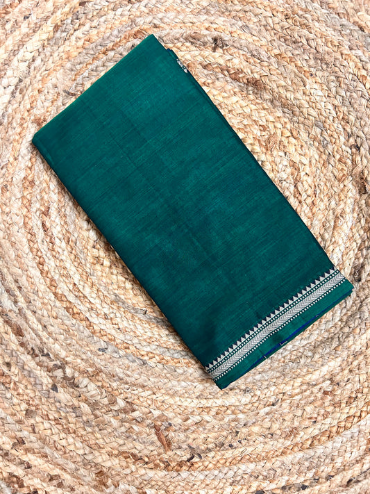 Bottle Green Narayanpet Handloom Cotton Saree