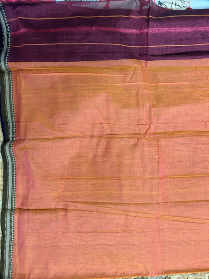 Maroon Narayanpet Handloom Cotton Saree