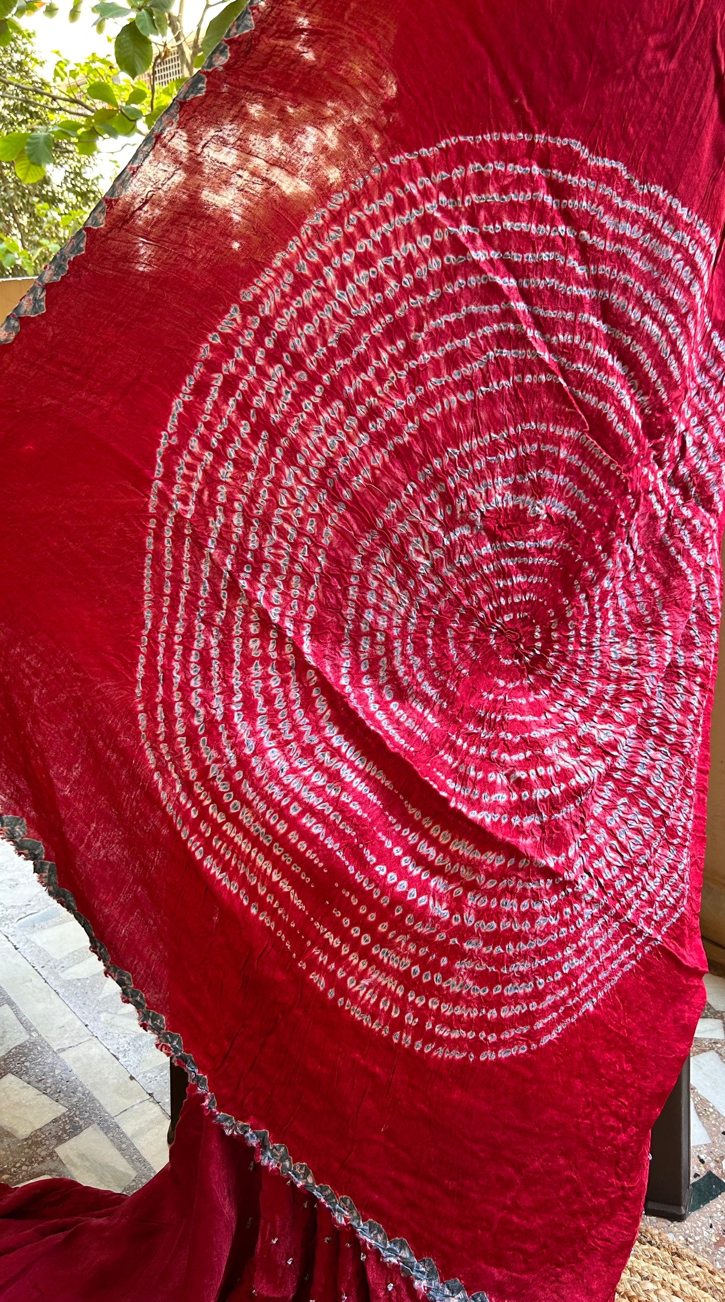 Maroon Modal Bandhini saree