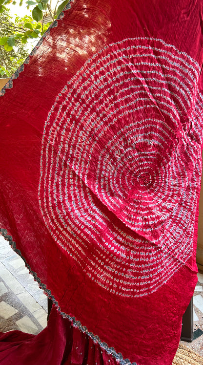 Maroon Modal Bandhini saree