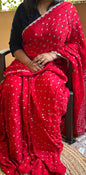 Bright Red Modal Bandhini saree