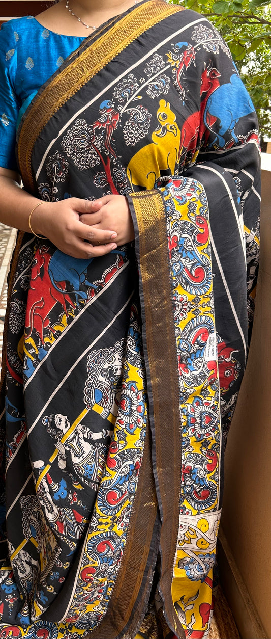 Kalamkari Story Telling Saree in Chennuri Silk