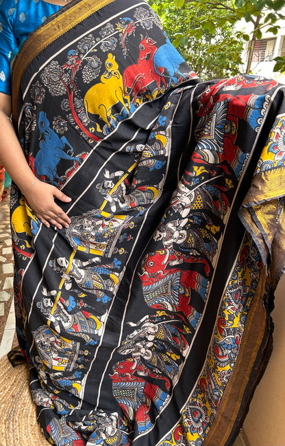 Kalamkari Story Telling Saree in Chennuri Silk